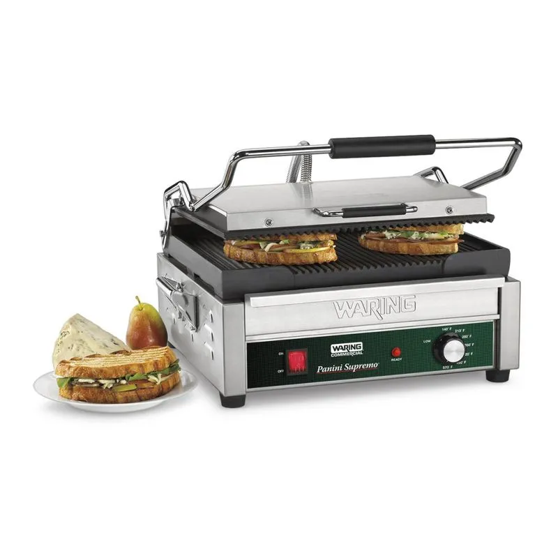Grill Elétrico Em Aço Inoxidável Com Bandeja Coletora Removível E Plugue De 6 A 15 Fases , 208v 2800w, Waring Wpg250b, Prata