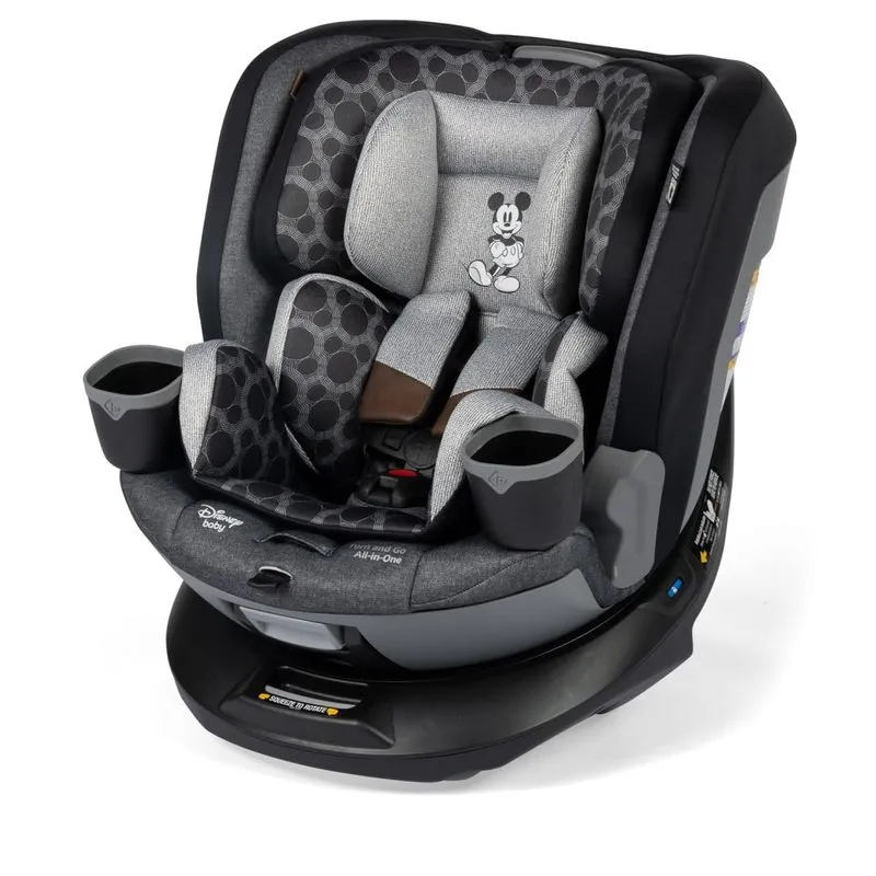 Cadeira De Bebe Para Carro Vintage Com Rotação De 360º E 3 Modos Para Crianças De 2,2 Kg A 45 Kg, Disney Mickey Mouse Cc383hde, Preta E Cinza