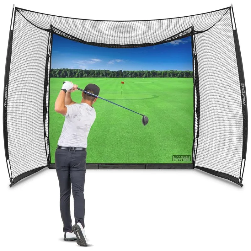 Rede De Treino Para Golfe 3m X 2,4m, Com Tela De Impacto De Pisagem Realista, Simulador Não Incluso, Gosports, Preta