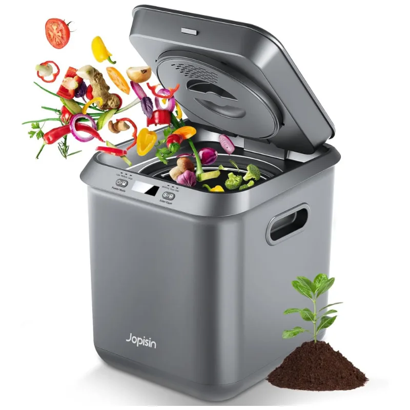 Composteira Elétrica De Cozinha 2,5l Para Ambiente Interno Com Filtro De Carbono Removível E Lâmina De Moagem Atualizada, 110v, Jopisin Cy01b, Cinza