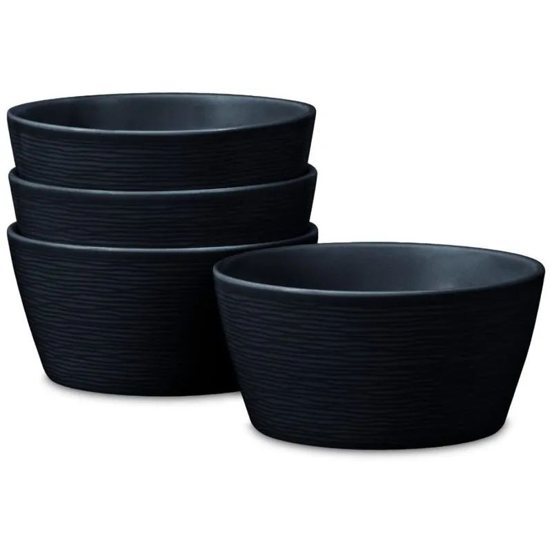 Conjunto De Tigelas, Estilo Clássico Com 4 Peças, Capacidade De 740ml, Material De Porcelana E Formato Redondo, Noritake 43817-500d, Preto