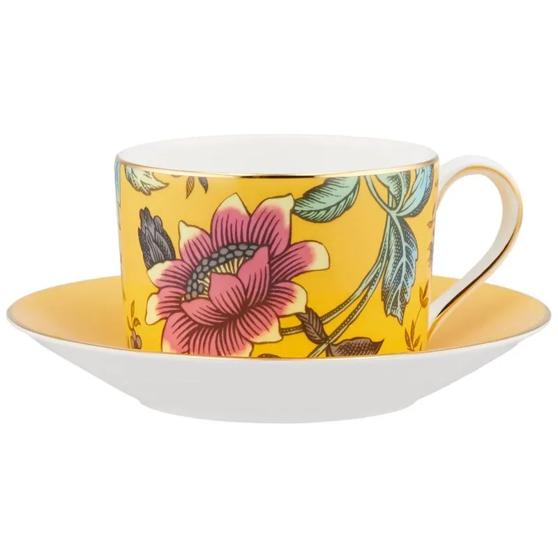 Xícara E Pires, Elegância E Sofisticação Em Sua Mesa Com Capacidade De 150ml E Material De Porcelana, Wedgwood, Branco E Amarelo