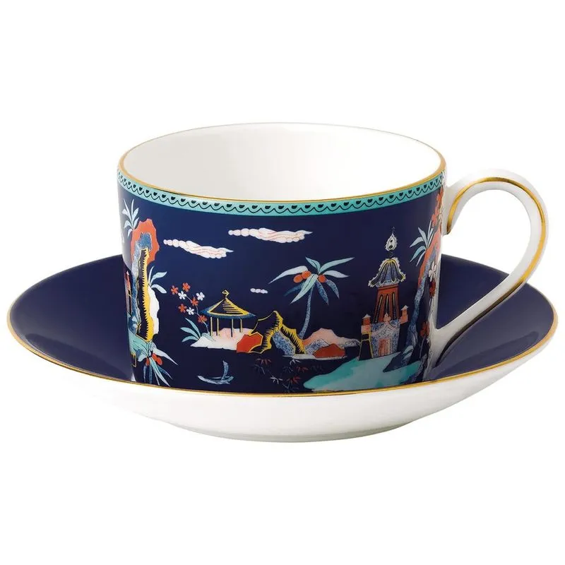 Xícara E Pires, Elegância E Sofisticação Em Sua Mesa Com Capacidade De 150ml E Material De Porcelana, Wedgwood, Branco E Azul