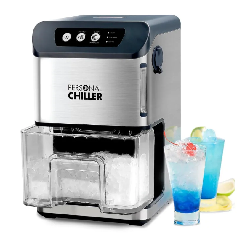 Máquina De Gelo De Bancada Que Produz 25 Kg Em 24h, Formato Do Gelo Pepitas E Pellets Com Função De Autolimpeza, 110v, Personal Chiller, Prata