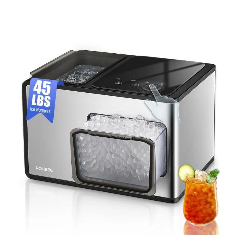 Máquina De Gelo Que Produz 20 Kg Em 24h Com Função De Autolimpeza E Display Digital Led, 110v, Fohere, Prata