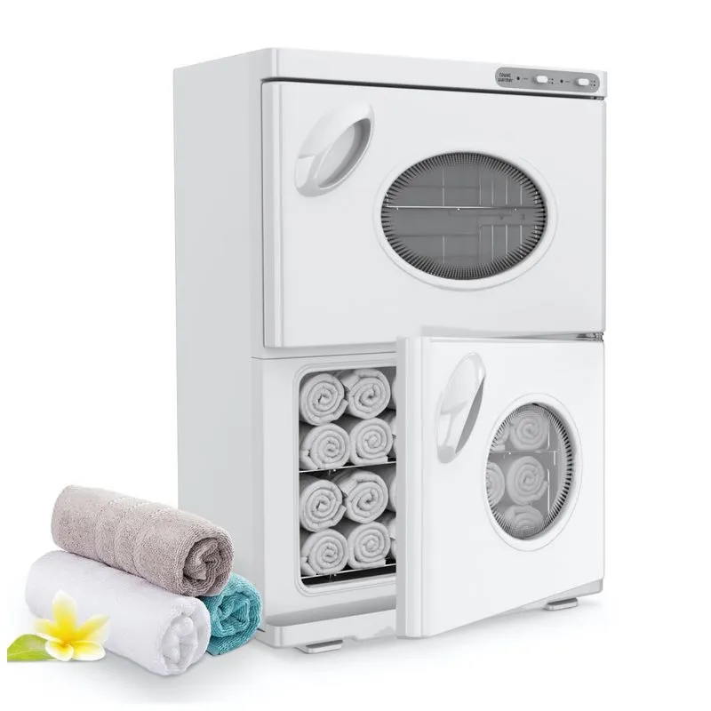 Aquecedor De Toalhas Duplo Profissional Com 46l De Capacidade E Janela Ideal Para Ambientes De Banho E Spa, 110v, Salondepot, Branco