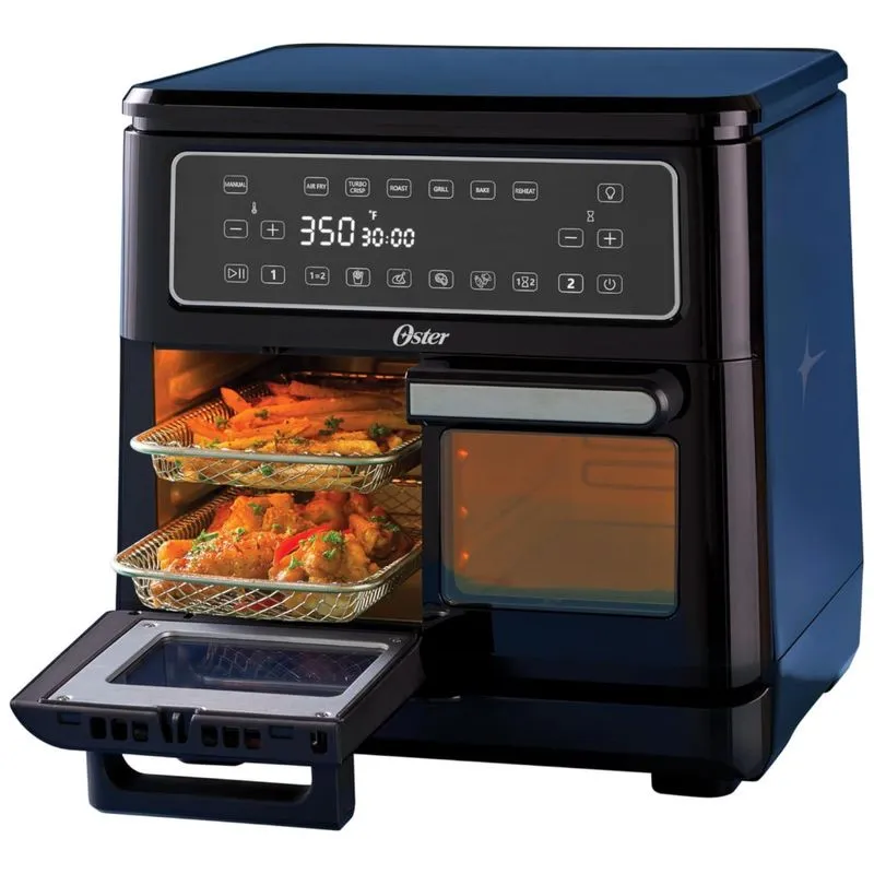 Air Fryer Com Cesto Duplo 10l E 6 Funções De Cozimento, 110v 1700w, Oster Flex, Azul