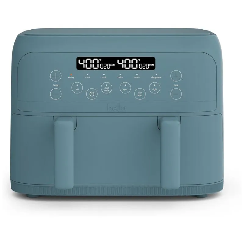 Air Fryer 3,7l Com Revestimento Cerâmico Antiaderente E Cesta Dupla, 110v 1200w, Bella Trizone, Azul Surf