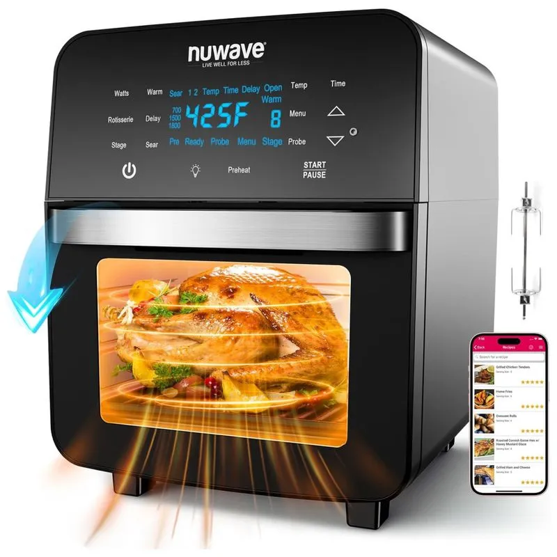 Air Fryer Forno 14,4l Com 150 Predefinições, Espeto De Rotisserie E Tecnologia De Convecção, 110v 1800w, Nuwave, Preto