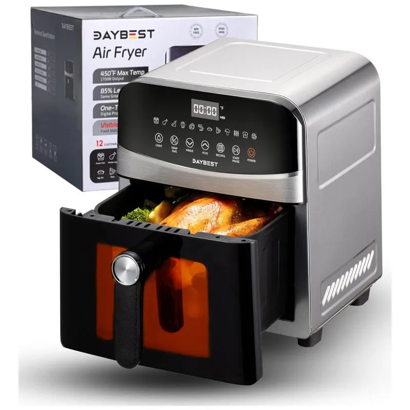 Fritadeira Air Fryer 6 Litros Em Aço Inoxidável, 110v 1700w, Daybest, Prata