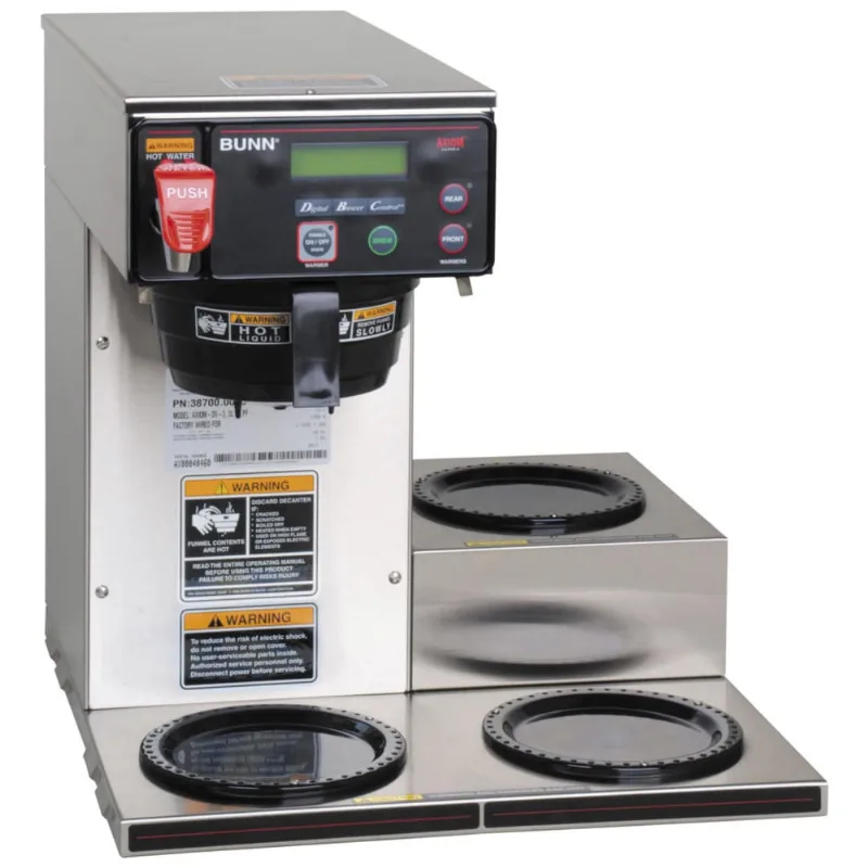 Cafeteira Comercial Automática 12 Xícaras, Dupla Voltage, 3 Aquecedores, Bivolt 1500w, Axioma Bunn Dv 3, Prata