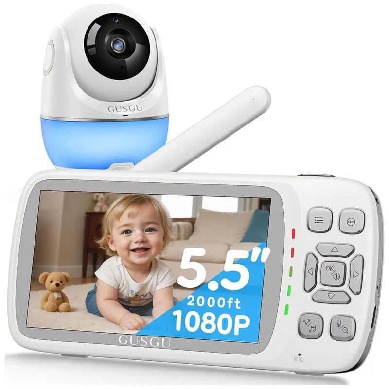 Babá Eletrônica Com Câmera E Áudio, Cancelamento De Ruído E Video 1080p, Sem Wifi, Gusgu, Branco