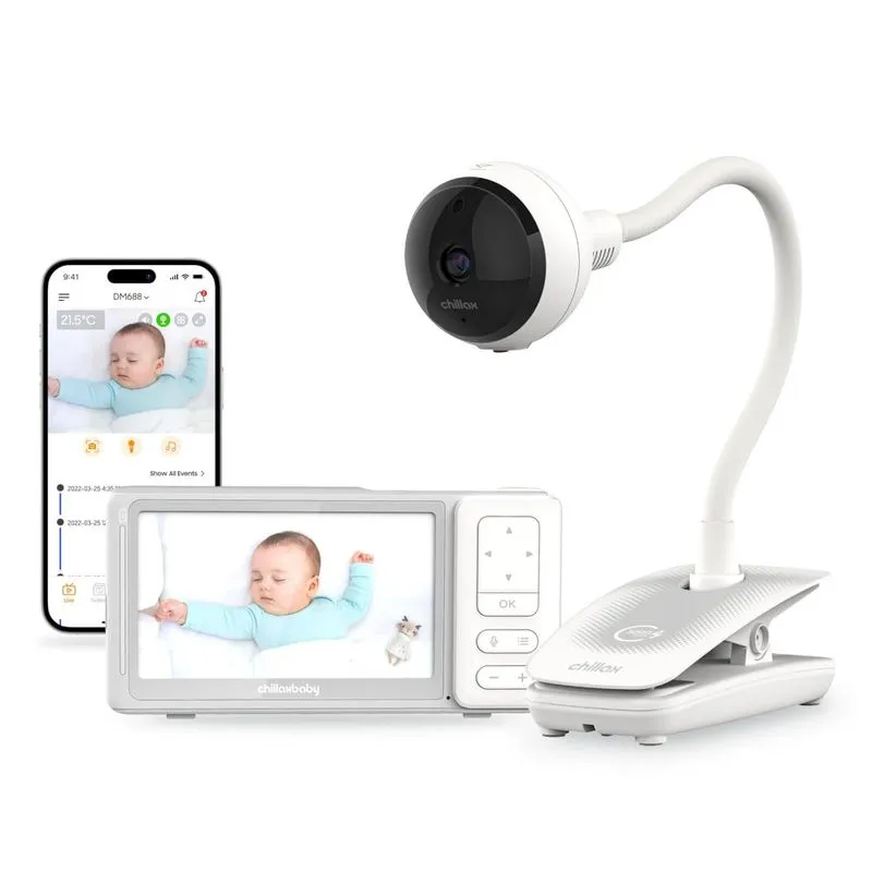 Babá Eletrônica Com Monitor De Vídeo, Câmera Hd 1080p, Suporte De Base De Bateria, Interruptor Liga Desliga Wifi, Chillax Giraffe Pro, Branca
