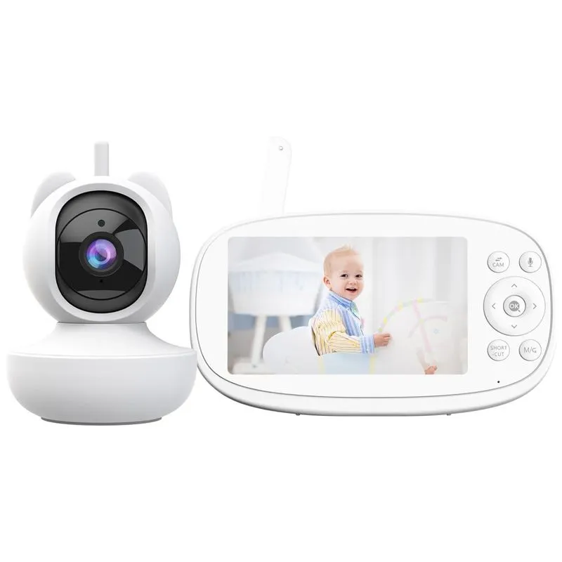 Babá Eletronica Com Câmera, Áudio, Monitor De Tela Dividida E Conversação Bidirecional, Vizolink, Branca