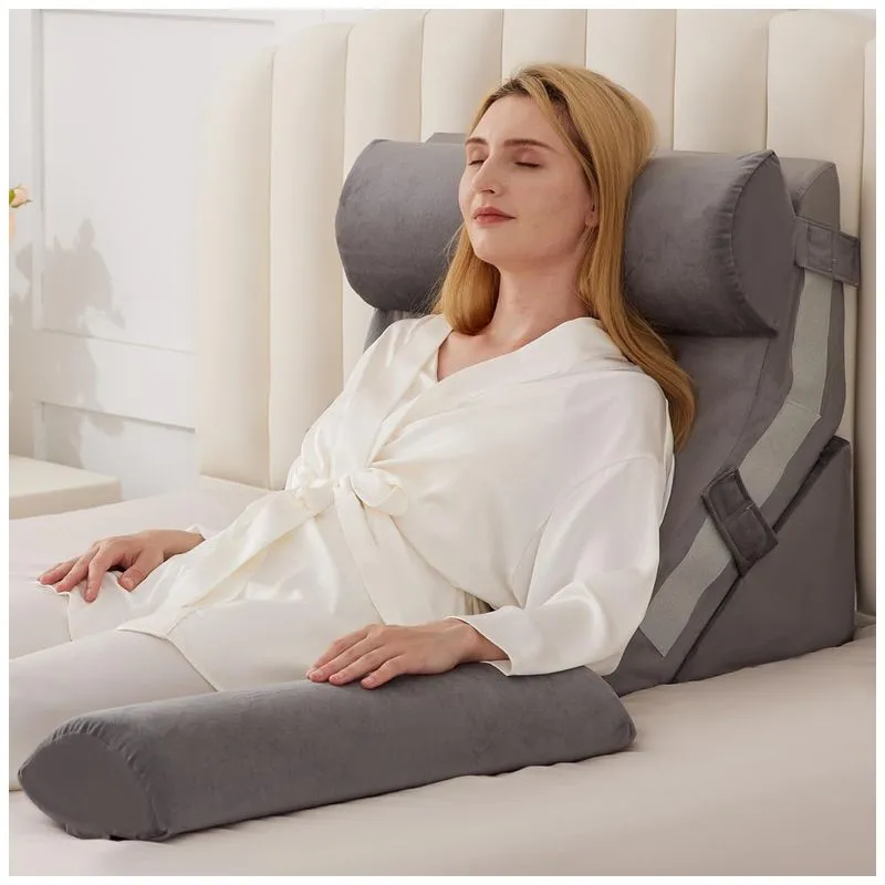 Conjunto De 4 Travesseiros Ortopédicos Em Cunha Para Cama, Espuma Viscoelástica Pós-cirúrgica, Alívio De Dor Nas Pernas, Refluxo Ácido, Megcxit, Cinza