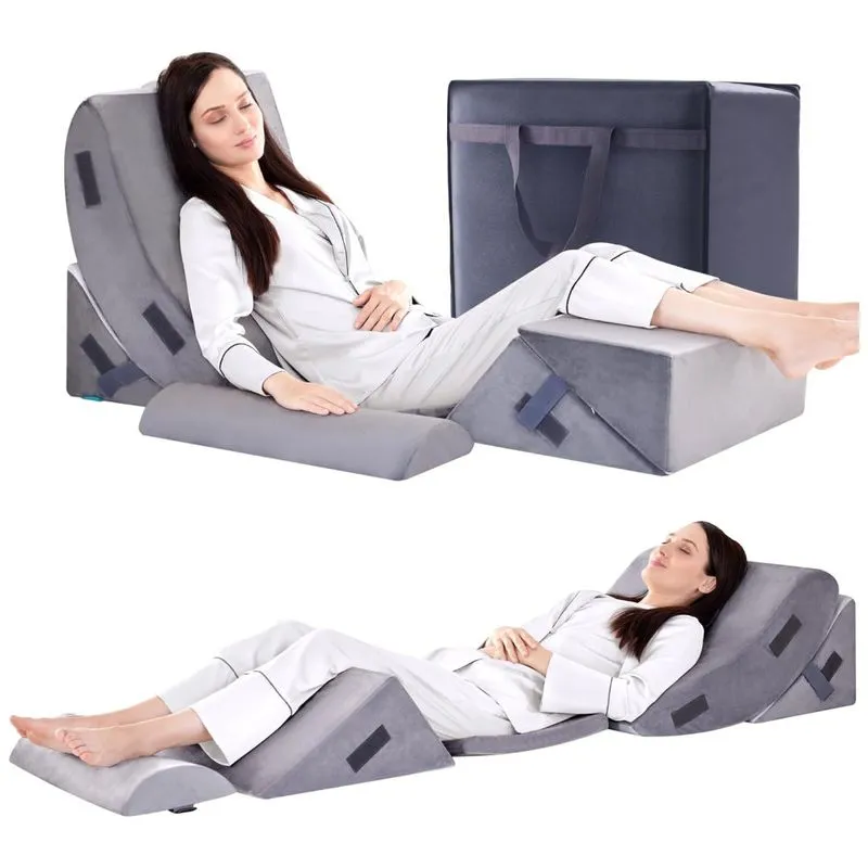 Conjunto De Almofadas Ortopédicas 6 Pcs Para Pós Cirurgia, Alivío Da Dor E Refluxo, Inclui Bolsa De Viagem, Bdeus, Cinza
