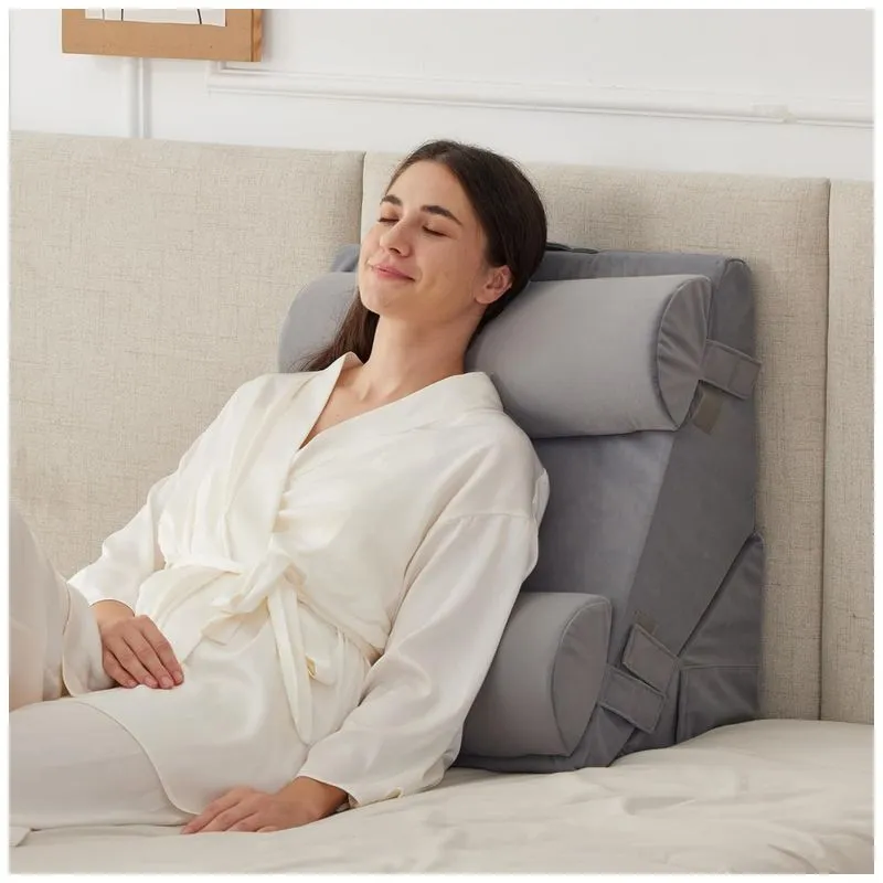 Conjunto De 4 Travesseiros Ortopédicos Em Cunha Para Dormir, Ajustáveis Para Refluxo Ácido E Alívio De Dores Nas Costas, Pós-cirúrgico, Ruqmuis, Cinza