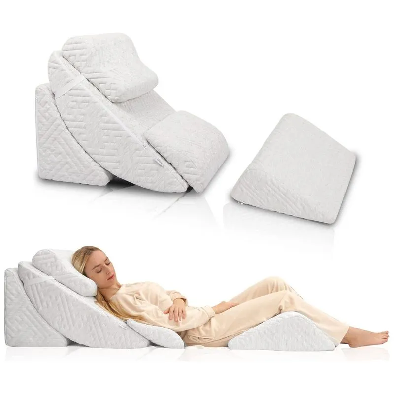 Conjunto De 5 Peças De Travesseiros Ortopédicos Em Cunha Para Cama, Espuma Viscoelástica Ajustável, Alívio De Dor E Refluxo, Betterhood, Cinza