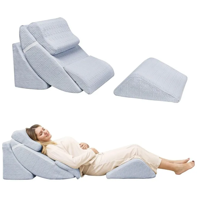 Conjunto De 5 Peças De Travesseiros Ortopédicos Em Cunha Para Cama, Espuma Viscoelástica Ajustável, Alívio De Dor, Refluxo, Betterhood, Branco