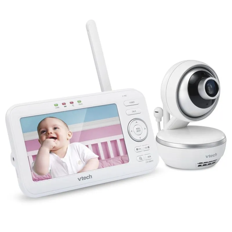 Babá Eletrônica Com Monitor, Com Vídeo Digital, Câmera Pan &amp;amp,amp, Tilt, Lente Grande Angular E Padrão, Vm5261 Vetch,branco