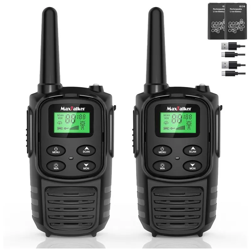 Rádio Comunicador Walkie Talkie Maxtalker Longo Alcance Para Adulto, Mt10 Recarregáveis Frs, Bateria Li-ion 1200mah, Cabo Usb-c, Lanterna Led, Vox