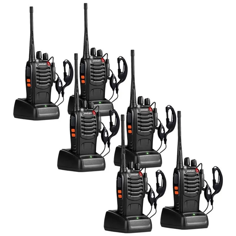 Rádio Comunicador Walkie Talkie Pxton Longo Alcance Para Adultos Com Fones,16 Canais,recarregáveis, Bateria Li-ion,lanterna E Carregador (6 Unidades)