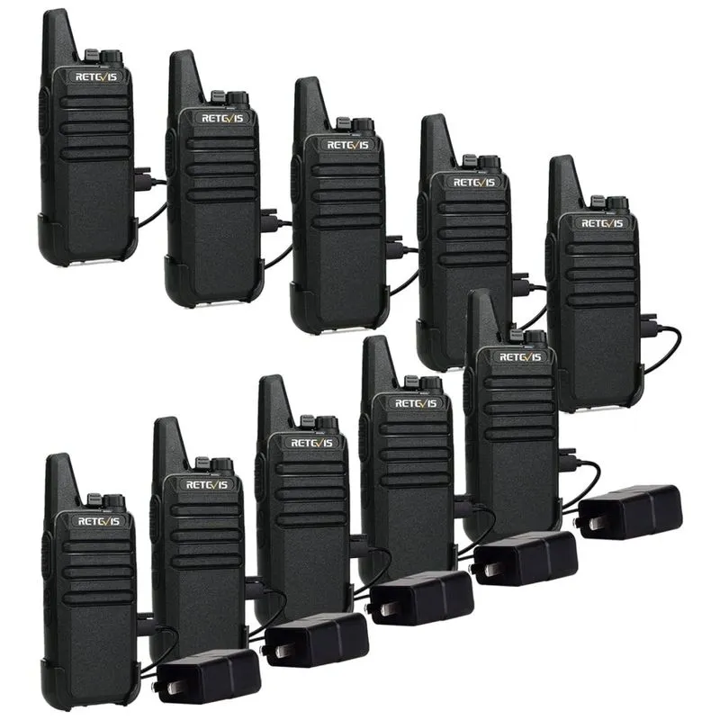 Rádio Comunicador Walkie Talkie Recarregável Retevis Rt22, Longo Alcance, Vox,modo Mãos Livres,para Escritório,negócios,escola (preto, 10 Unidades).