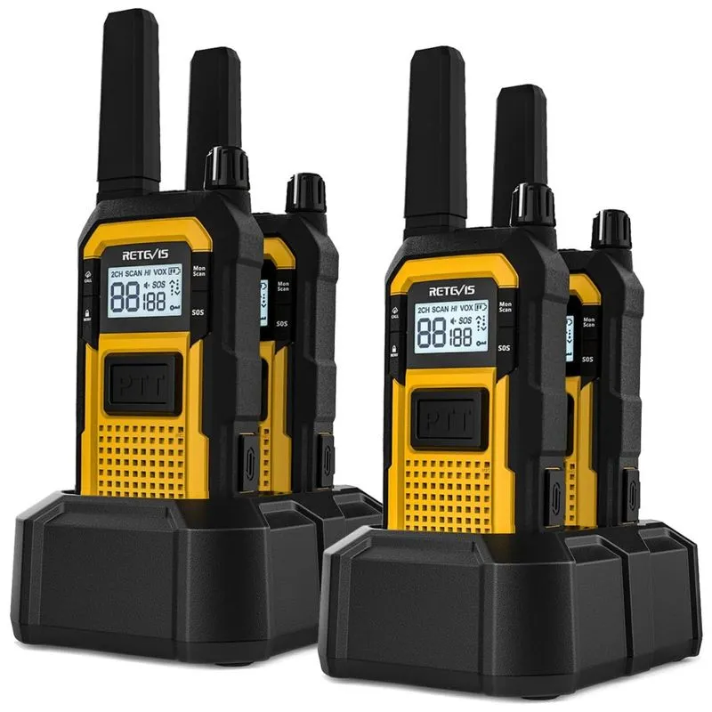 Rádio Comunicador Walkie Talkie Retevis Rb48 À Prova D&amp;amp,amp,amp,amp,amp,amp,amp,#39,água,bateria 2000mah, Longo Alcance, 4 Unidades, Amarelo
