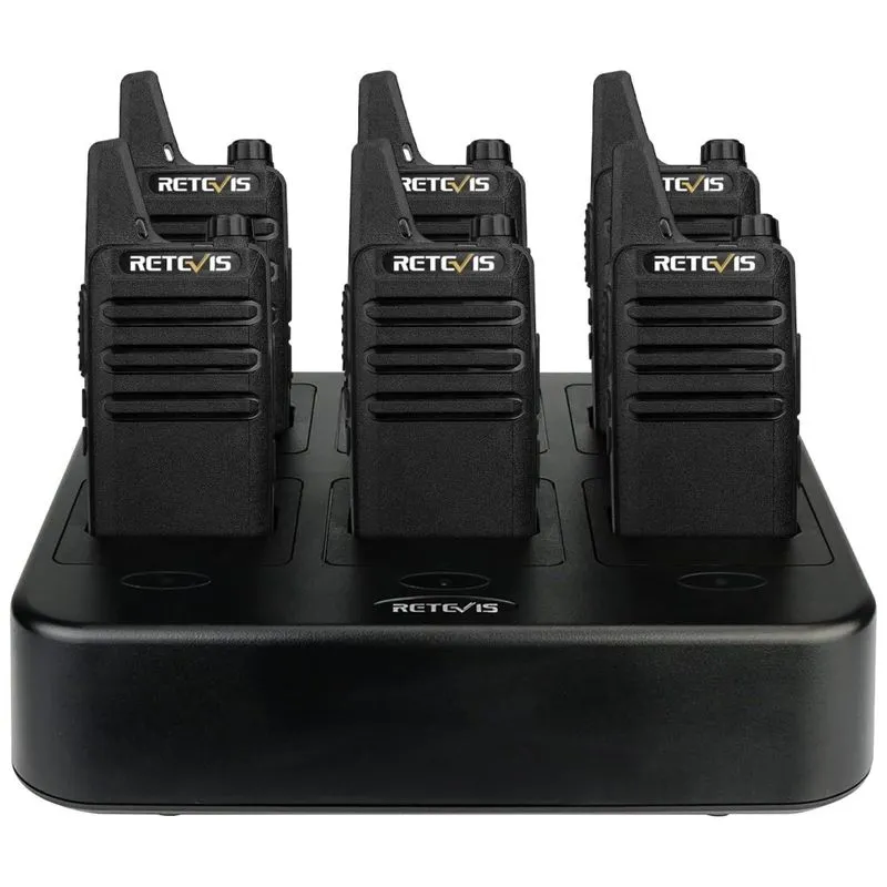 Rádio Comunicador Walkie Talkie Retevis Rt22 Recarregável, Rádio De Mão Livre, Rádio Bidirecional (6 Unidades) Com Carregador Multicarregamento