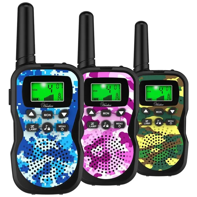 Rádio Comunicador Walkie Talkie Huaker Para Crianças, 3 Unidades, 22 Canais, Rádio Bidirecional Com Lanterna E Tela Lcd, Alcance De 4,8 Km