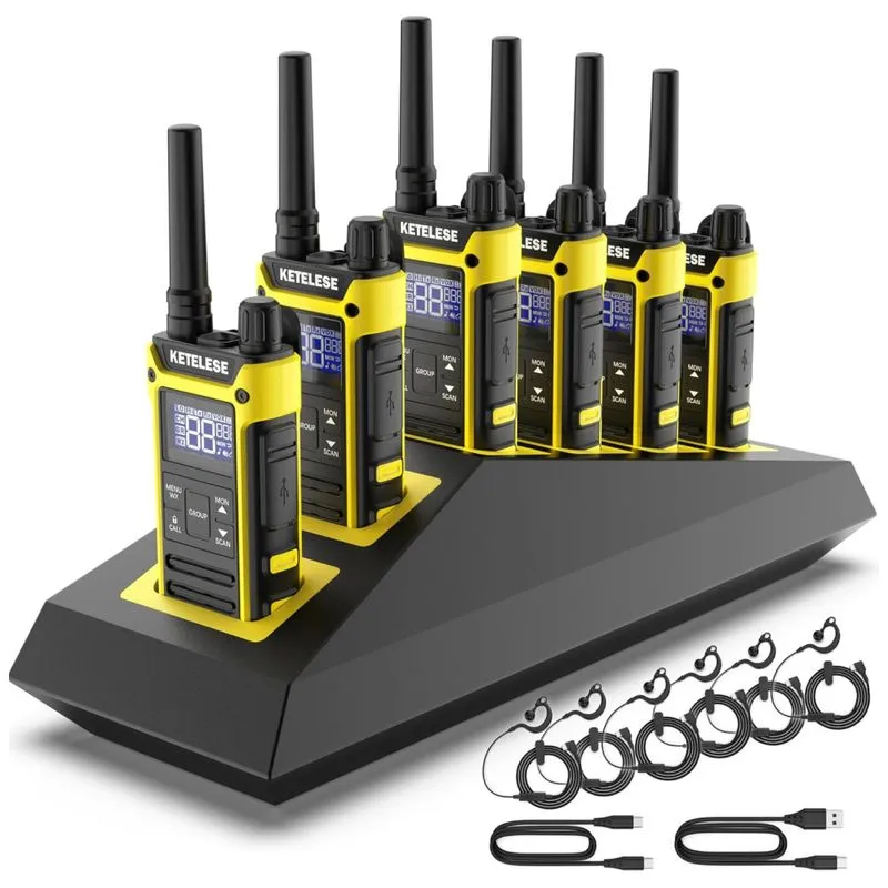 Rádio Comunicador Walkie Talkie Ketelese Ip67 À Prova D&amp;#39,água, Rádio Bidirecional Resistente Com Fone, Três Proteções, 3 Opções De Carregamento