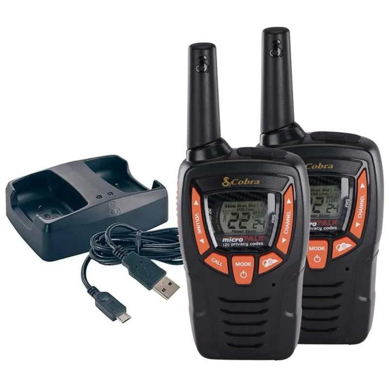 Rádio Comunicador Walkie Talkie Cobra Acxt390 Recarregável, Leves, 22 Canais, Rádio Bidirecional Com Alcance De 37 Km E Vox, 2 Unidades.