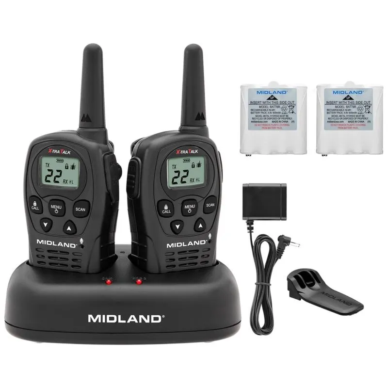 Rádio Comunicador Walkie Talkie Midland Lxt500vp3 Rádio Bidirecional Para Restaurante E Negócios, 2 Canais, Configurações Hi/lo, Rádio Frs