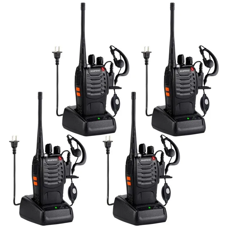Rádio Comunicador Walkie Talkie Baofeng 888s Recarregáveis De Longo Alcance Com Fones Para Adultos, 16 Canais, Rádio Profissional, Bateria