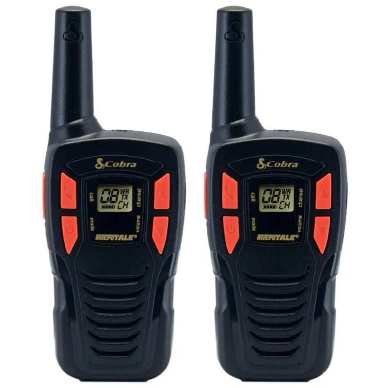Rádio Comunicador Walkie Talkie Cobra Acxt145 Compacto, Recarregável, Leve, 22 Canais, Alcance De 25 Km, Rádio De 2 Vias (2 Unidades), Preto.