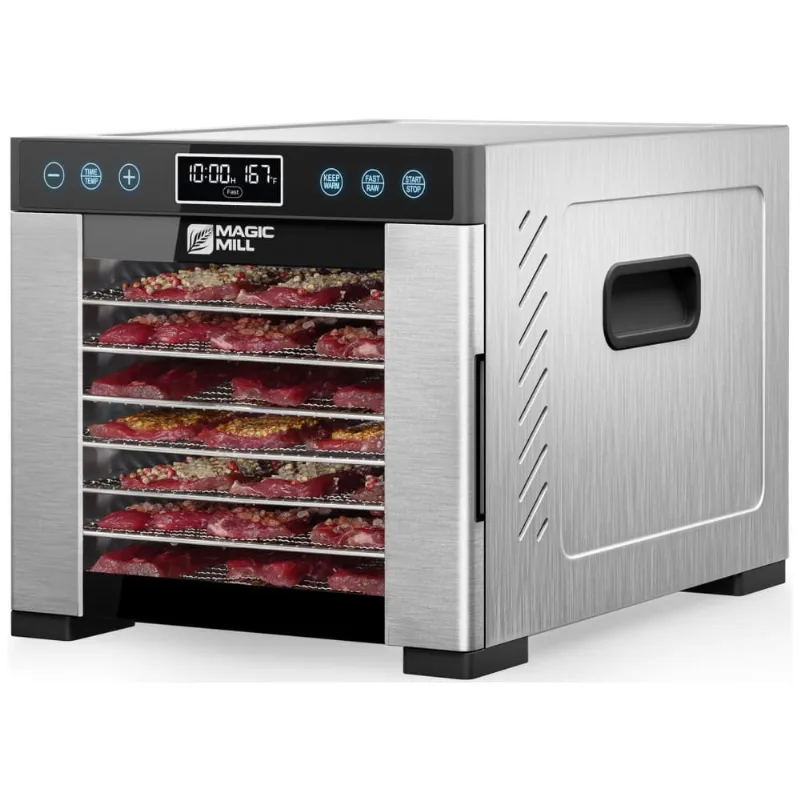 Desidratador De Alimentos Magic Mill Mfd-7700 - 7 Bandejas, Potência De 1000w, Controle De Temperatura, Ideal Para Secagem De Frutas, Carnes E Ervas