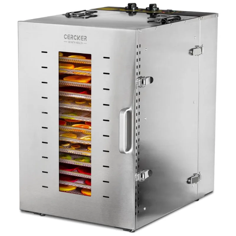Desidratador De Alimentos Comercial Cercker 1500w Com 16 Bandejas, Aço Inoxidável.