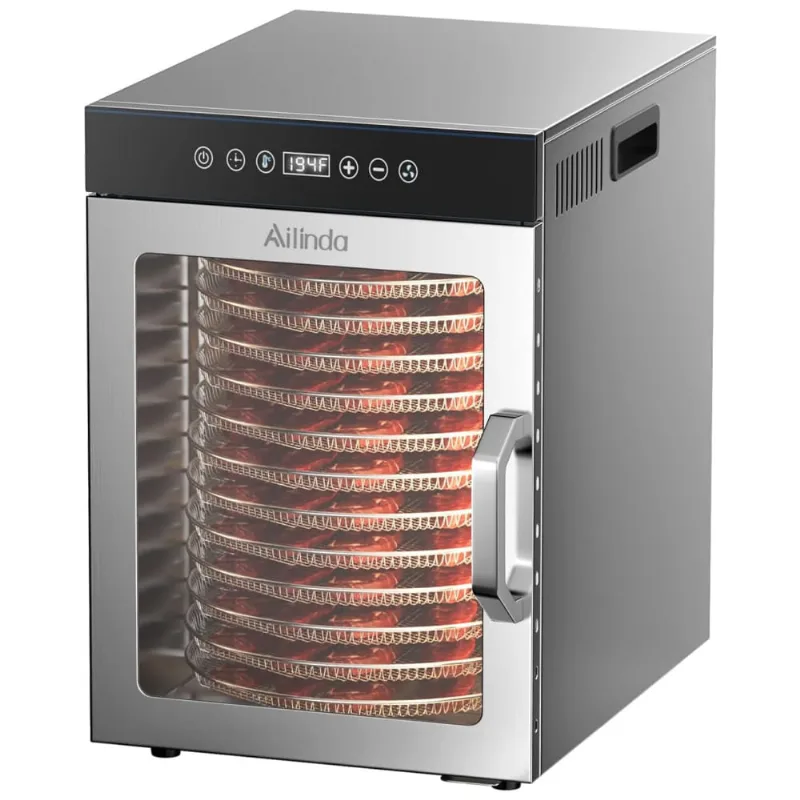 Desidratador De Alimentos Ailinda Rotativo De Aço Inoxidável Com 12 Bandejas, 1000w, 110v