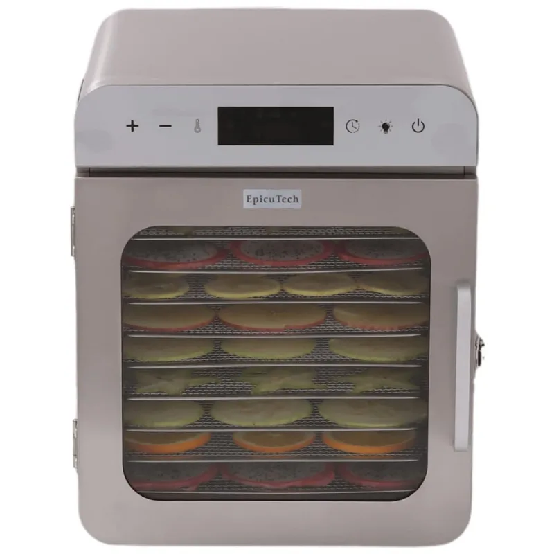 Desidratador De Alimentos Epicutech S410, 10 Bandejas De Aço Inoxidável, Controle De Temperatura 90°c, Temporizador 24h, 400w