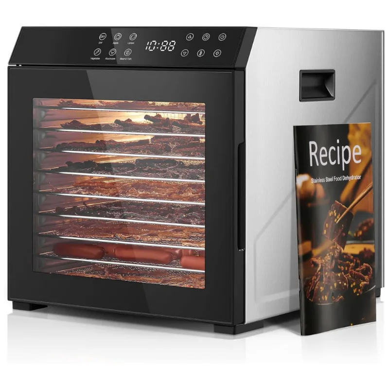 Desidratador De Alimentos Para Carne Seca 1000w. 10 Bandejas Com Grande Espaço De Secagem De 2,75 Metros, Controle De