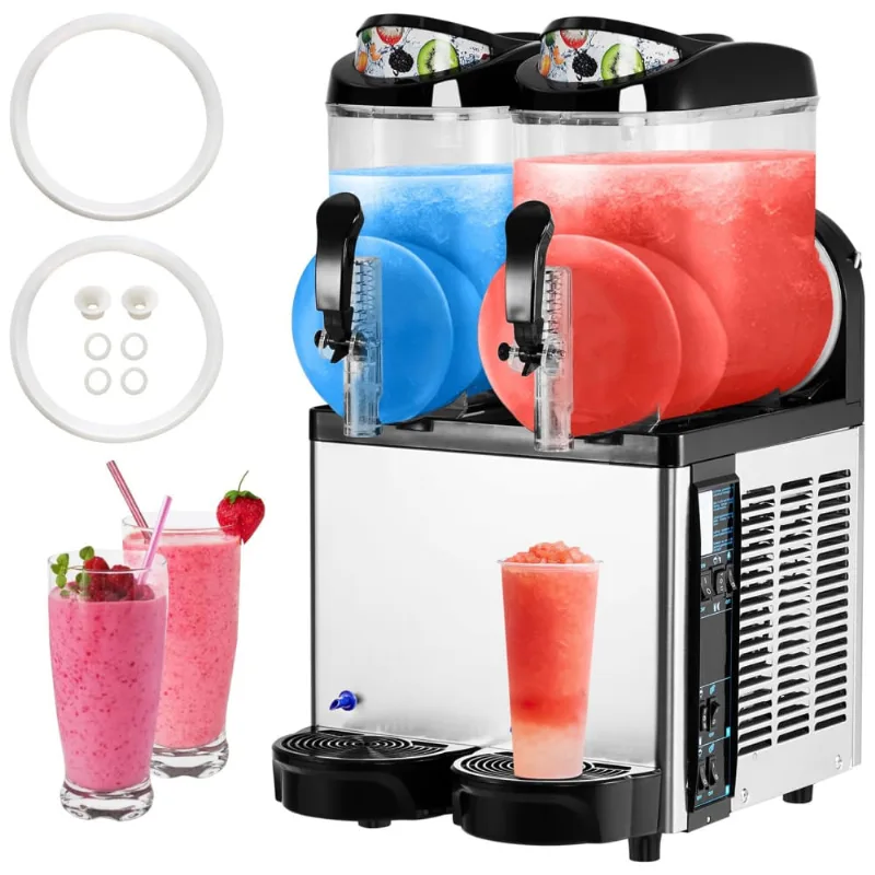 Máquina De Raspadinha Comercial 12l X 2, 24,2 Litros Para Margaritas, 500w, Com Tanques De Pc Grau Alimentício E Aço Inoxidável, Garveehome.
