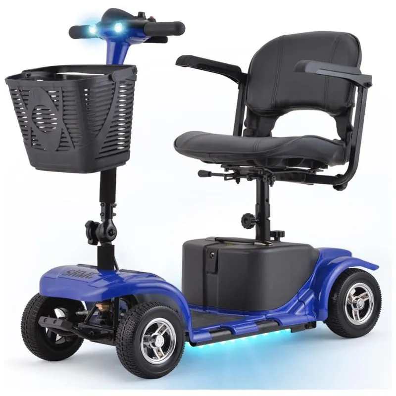 Cadeira De Rodas Elétrica Para Adultos E Idosos, 4 Rodas, Leve E Portátil, Com Faróis De Led E Cesta, Carregador Incluso, Ideal Para Viagens,skrt.