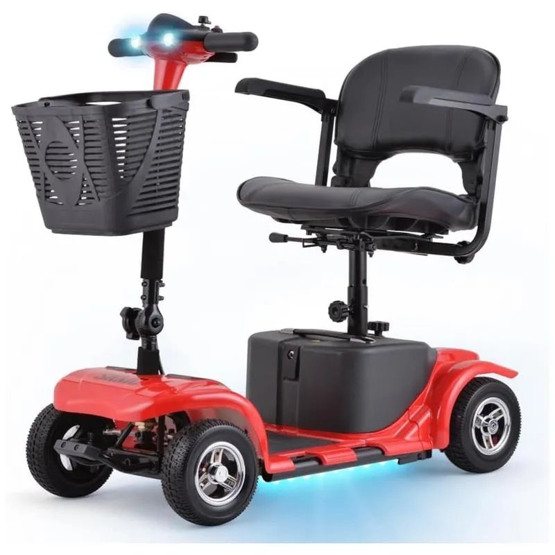 Cadeira De Rodas Elétrica Para Adultos E Idosos, 4 Rodas, Leve E Portátil, Com Faróis De Led E Cesta, Carregador Incluso, Ideal Para Viagens,skrt.