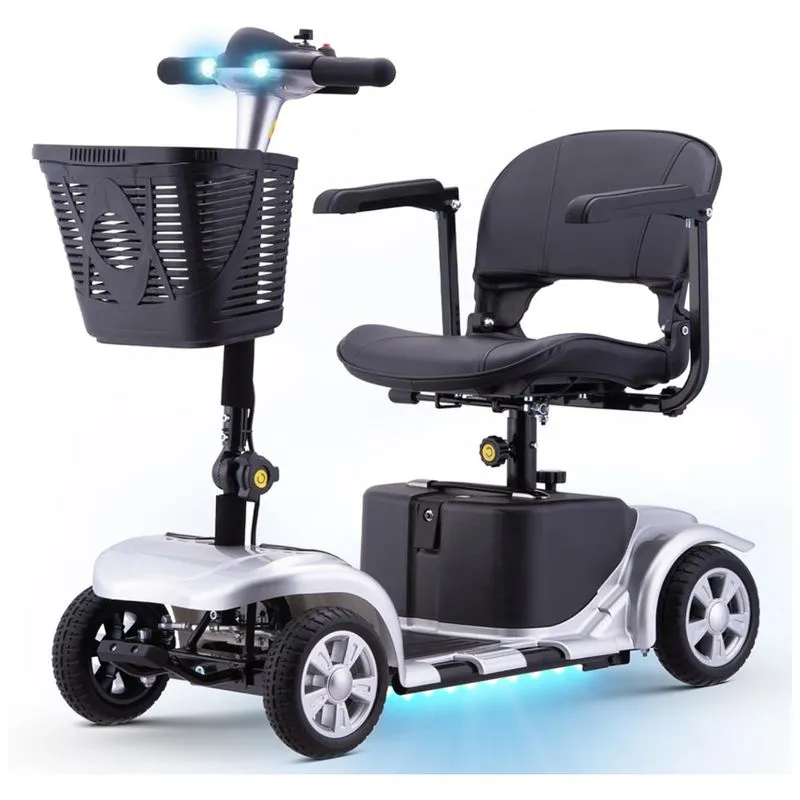 Cadeira De Rodas Elétrica Para Adultos E Idosos, 4 Rodas, Leve E Portátil, Com Faróis Led E Cesta, Carregador Incluso, Ideal Para Viagens,skrt.