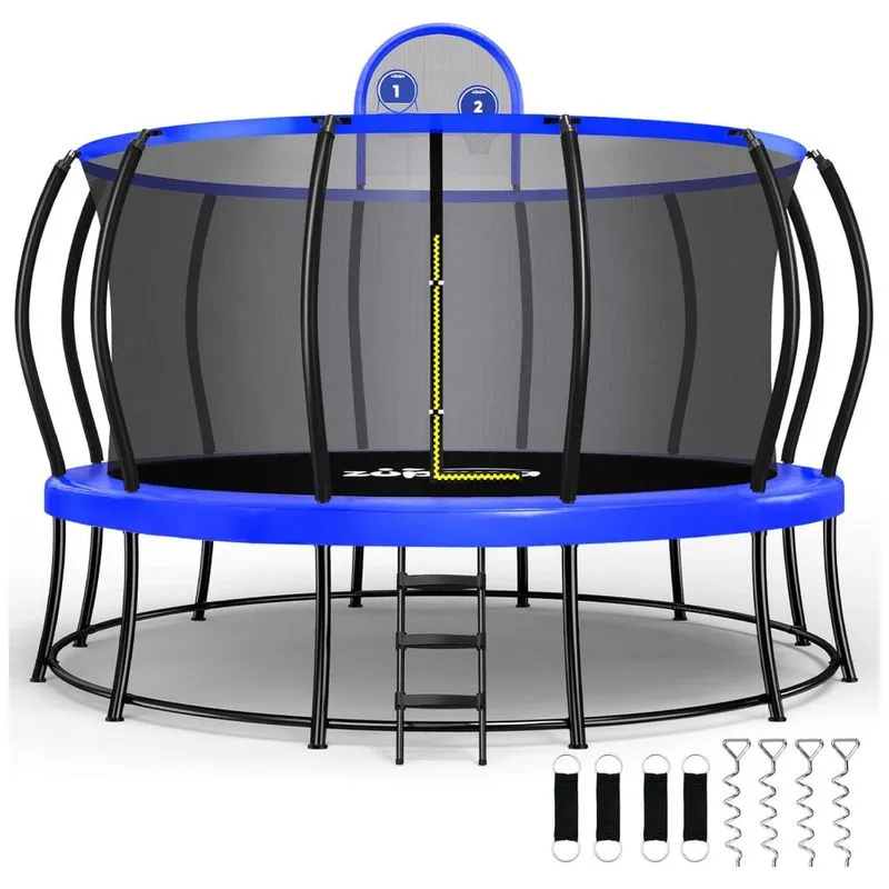 Trampolim Zupapa 816 Kg De Capacidade, Estrutura Dupla 2025, Design Sem Lacunas, Postes Curvados, Disponível Em 4,9m, 4,6m, 4,3m E 3,7m Para Crianças.