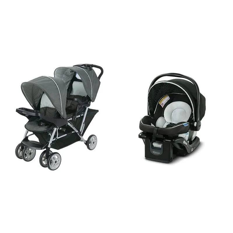 Carrinho De Bebê Duplo Graco Duoglider Com Assento Para Bebê Graco Snugride 35 Lite Lx - Conjunto De Carrinho E Assento De Carro