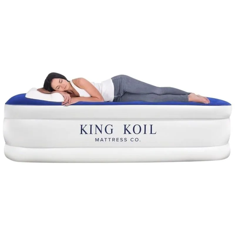 Colchão Inflável King Koil Premium Luxury Tamanho King Com Bomba Integrada - Ideal Para Casa, Camping E Hóspedes - 41 Cm Califórnia King Size