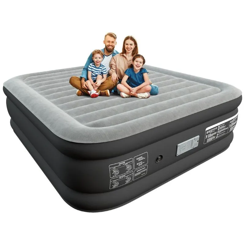 Colchão De Ar Queen Size Xsleep De 50,8 Centímetros Com Bomba Embutida - Luxuoso E Confortável - Material Resistente À Perfuração - Suporte Firme -