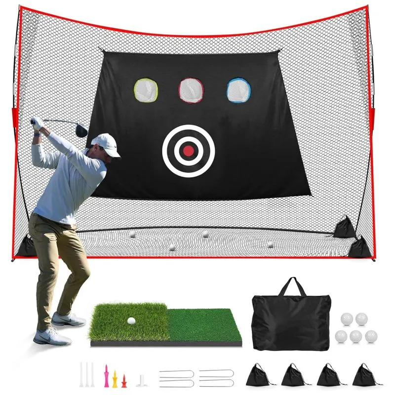 Rede De Golfe 3x2,1m Ultra Resistente P/ Treino, Portátil C/ Bolsa, Ideal P/ Golfistas - Auxílio Perfeito P/ Treinos Internos/externos