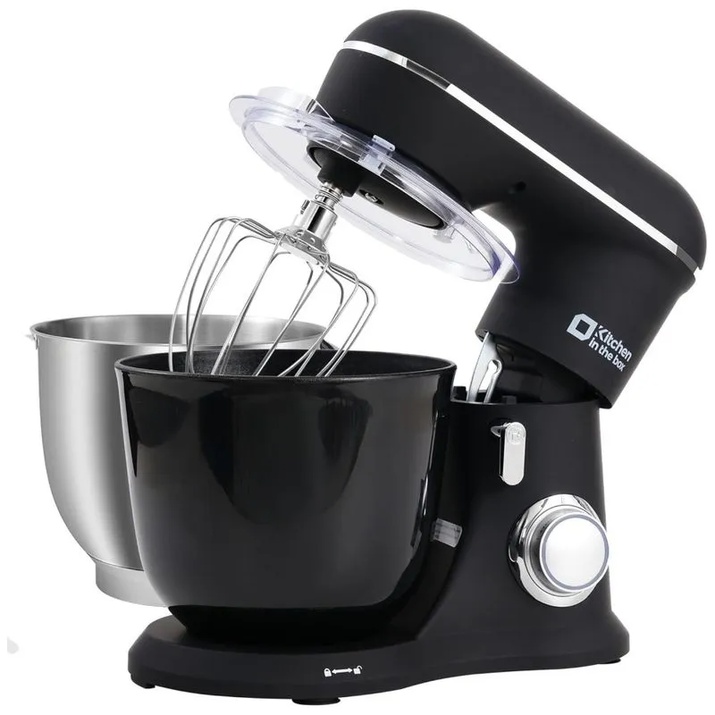 Batedeira Kitchen In The Box Com Design Elegante E Acabamento Matte, 4,25l,4,73l Duas Tigelas, Preta Ônix.